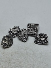 Collection Of 5 Birds And Bloom Pewter Brooches. Signed, 4 Limited Edition