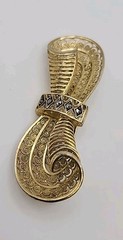 Vintage Gold Vermeil Sterling Germany Art Deco Markasite Filagree Scroll Brooch