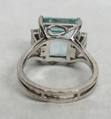 BEAUTIFUL 18K WHITE GOLD 5.09ct AQUAMARINE & DIAMONDS RING SIZE 6