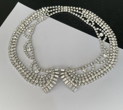 Fabulous Stunning Retro Vintage Baguette Collar Dangle Rhinestone Necklace