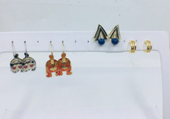Vintage 4 Pairs Berebi Enamel Animal Dangle Drop & No Brand Huggie Stud Earrings
