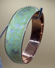 Matisse Renoir Copper Enamel Bangle Bracelet Green / Aqua Mid-Century Modern