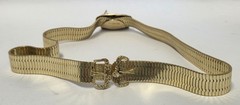 Whiting & Davis Fringe Buckle Necklace Vtg Gold Plated Mesh Metal 17″ Band 1/2″