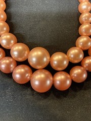 Antique Orange Beaded Necklace, Double Strand,no Brand,polished White Bead