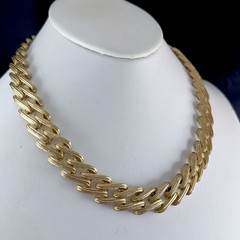 Vintage Textured Gold Tone Woven Link Necklace 17.75″