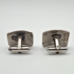 Vintage Native American 925 Sterling Silver Stamped Cloud Bullet Back Cuff Links