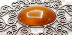 Vintage Art Deco Latvia Filigree Amber Pendant Necklace 60’s