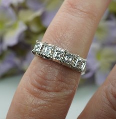 Vintage Asscher Carre Diamond VVS-F Platinum Anniversary Ring Band Estate 1ct+