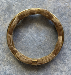 Vintage FRANCOIS Signed Gold Tone Mesh Bangle Bracelet
