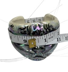 VNTG Rare Ceramic Cuff Bracelet Iridescent Cat With Whiskers, Signed KM 1987