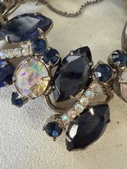 Vintage JULIANA D&E 5 Link Bracelet Navy Blue Rhinestone AB Crystal Book Piece!