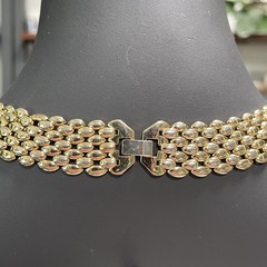 Vintage Stunning 7 Rows of Gold Plated Oval Link Chain Choker Collar Necklace