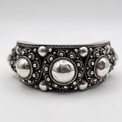 Vintage SIAM 925 Sterling Silver Granulated Dome Wide Bold Cuff Bracelet *READ*