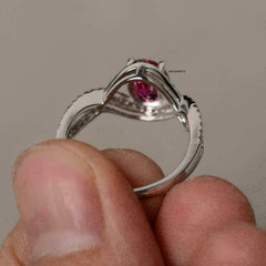 Oval Pink Sapphire Anniversary Her Ring White Gold FN Wedding Engagement Jewelry