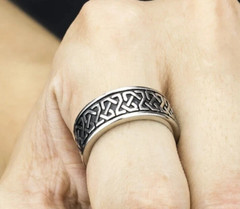 Elegant Ring For Valentine Gift Celtic Knot Authentic Vintage Band Silver Plated