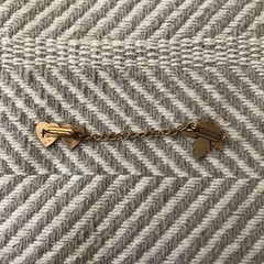 Vintage Chained Collar Tie Pins Maple Leaf Double Heart EUC