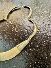 Vintage Mid-Century Natural Horn Necklace With Brass Fittings Circa 1960