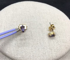 Vintage Avon Gold Tone Costume Glass Simulated Amethyst Stud Earrings H897