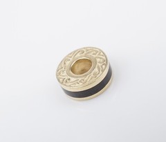 14k Yellow Gold Onyx LifeSaver Storywheel Charm 0.4″ 10.3mm Nancy Brown CHS2086A