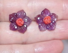 VINTAGE AMETHYST FLOWER JACKETS FOR EARRINGS USE WITH ANY STUDS