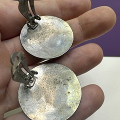 Vintage Earrings Dome Etched Metal Sun Swirl Design Southwestern Tribal Clip On