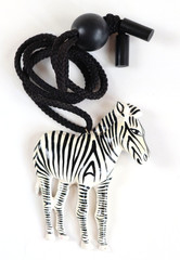 VTG Large Standing Zebra Necklace Black White Striped Boho Statement Africa