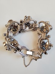 Vtg Juliana 5 Link Bracelet D&E Royal & Baby Blue Rhinestone Silver Tone Safety