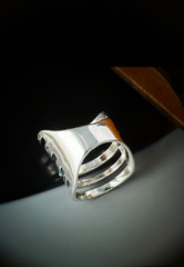 925 Silver Plated Zinc Alloy Material Wide Vintage Size 8 Ring