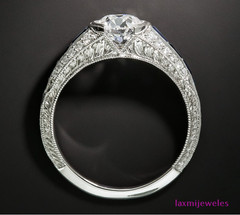 2.50 Ct Blue Sapphire Deco Lab-Created Diamond Vintage Ring 14K White Gold FN