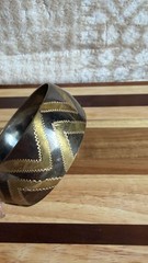 Vintage Mixed Metal Brass and Darkened Copper Tone Chevron Bangle Bracelet