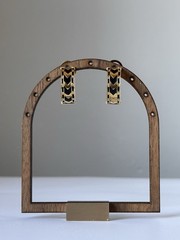 Vintage Earrings Damascene Hoop MMA Museum Modern Art Arrows Dashes 1”