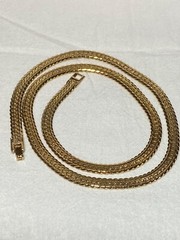 24″ flat texture link vintage gold tone necklace fold over clasp