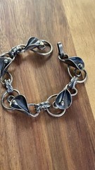 Vtg Sterling Calla Lily 5 Link 7″ Bracelet Mid Century Nouveau Revival 26.5g