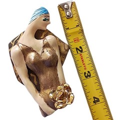 Vtg Art Deco Lady Brooch Pin Avant Garde Artisan Signed Painted Art Nouveau
