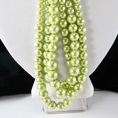 Pretty Mint Green Bead Drop Necklace Silver Tone Hardware Elegant Fashion Jewel