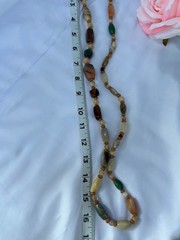 VINTAGE 4.3OZ HEAVY SILK KNOTTED MULTI GEMSTONE AGATE BEGGAR BEADS NECKLACE.