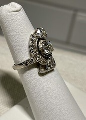 Platimum Art Deco Diamond Cocktail Ring with GIA Gemologist Appraisal Sz 6