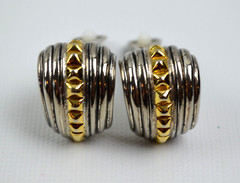 Vintage Silver Tone Gold Tone Clip On Half Moon Shaped 1″