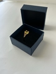 Vintage Yellow Cubic Zirconia Ring Gold Plated Womens Size 8.5