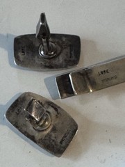 LORE Midcentury Modernist sterling silver CUFFLINKS with TIE BAR — Bird design