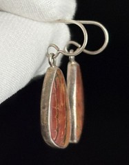 VINTAGE 925 STERLING SILVER RED CREEK JASPER DROP DANGLE 1.50” EARRINGS 5.90g