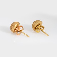 Vintage Portuguese 19k Yellow Gold Textured Small Stud Earrings Buttons