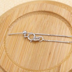 1PC Solid Silver Vermeil Needle Adjustable 0.6mm Wide Box Chain Necklace FESV41