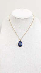 Avon Blue Egg Shaped Pendant Necklace 17.5 In