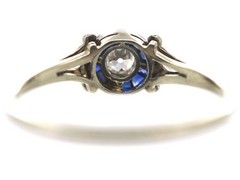 Art Deco 2CT Lab-Created Diamond Halo Sapphire Wedding 14K WhiteGold Finish Ring