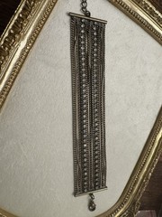 Vintage Multi Strand Rhinestone Bracelet Antique Brass Tone Boho Adjustable