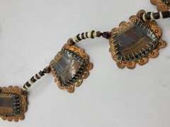 Vintage Mosiac Stones Brass Tribal Necklace 24″
