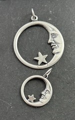 Moon Charm Pendant Lot Crescent Moon Star Celestial Silver Plated AS IS CRAFT