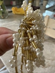FAB Vintage 1980s Dynasty Hand Bead Clip Earrings Nos 3.5 Inches