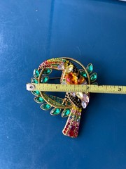 Vintage Rhinestone Toucan Bird Brooch Colorful Tropical Parrot Pin Gold Tone